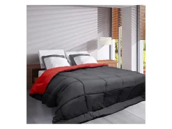 Edredão leve em Microfibra 200g/m2 Cinza e Vermelho 240x260cm - POYET MOTTE