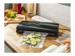 Embaladora a vácuo Tefal Vacupack Classic VT254070 preta com 18 sacos, funções automáticas de Vácuo & Selagem, 110W