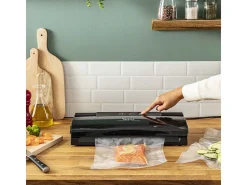 Embaladora a vácuo Tefal Vacupack Classic VT254070 preta com 18 sacos, funções automáticas de Vácuo & Selagem, 110W