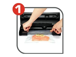 Embaladora a vácuo Tefal Vacupack Classic VT254070 preta com 18 sacos, funções automáticas de Vácuo & Selagem, 110W