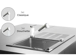 Embla torneira misturadora branco cromado para lava-loiça com ducha extraível Essebagno
