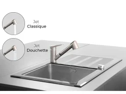Embla torneira misturadora para lava-loiça com ducha extraível acabamento inox Essebagno