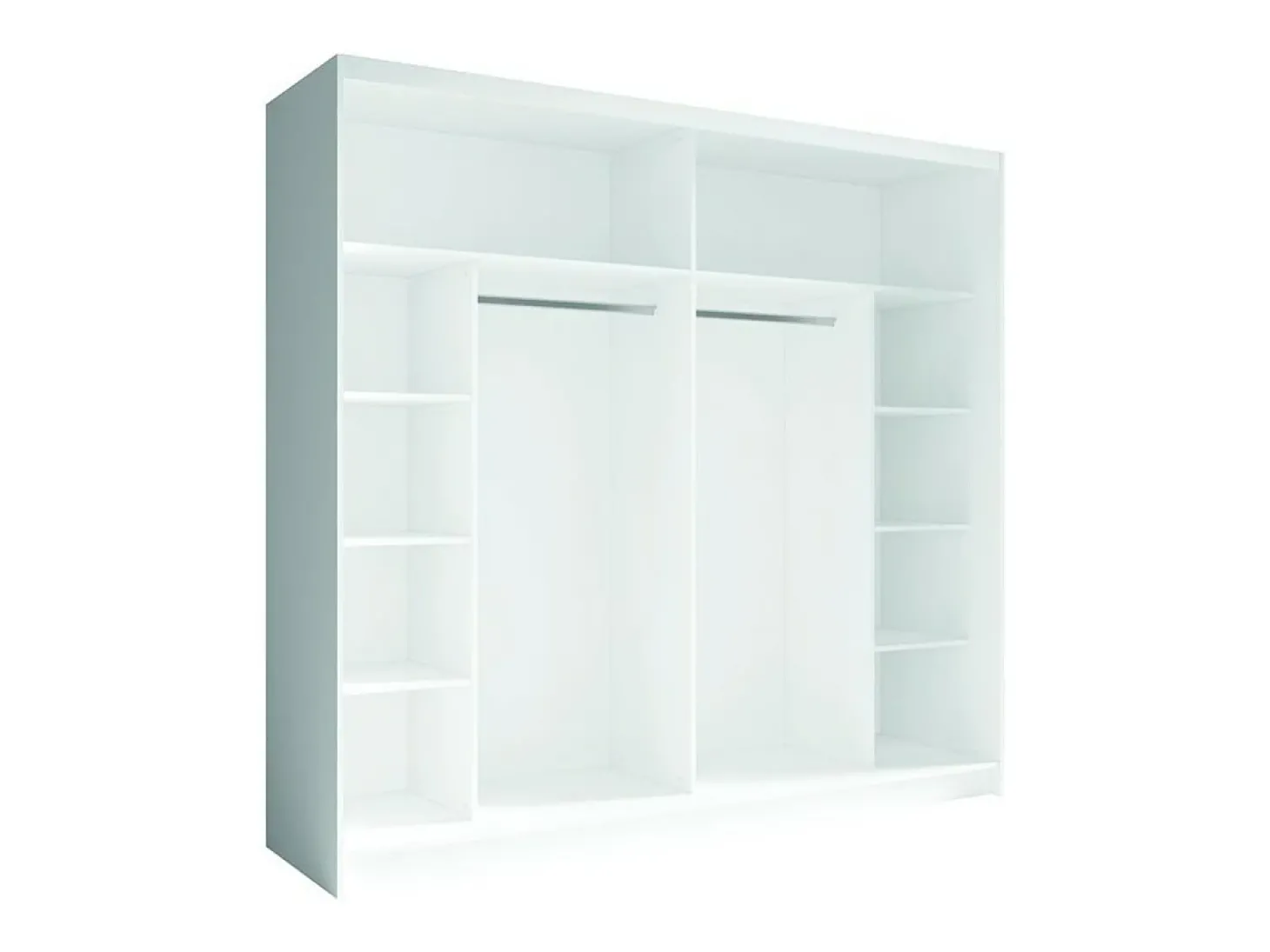 Ensemble chambre NOFI - Lit 160x200 cm avec sommier, 2 tiroirs, chevets, armoire et commode - blanc