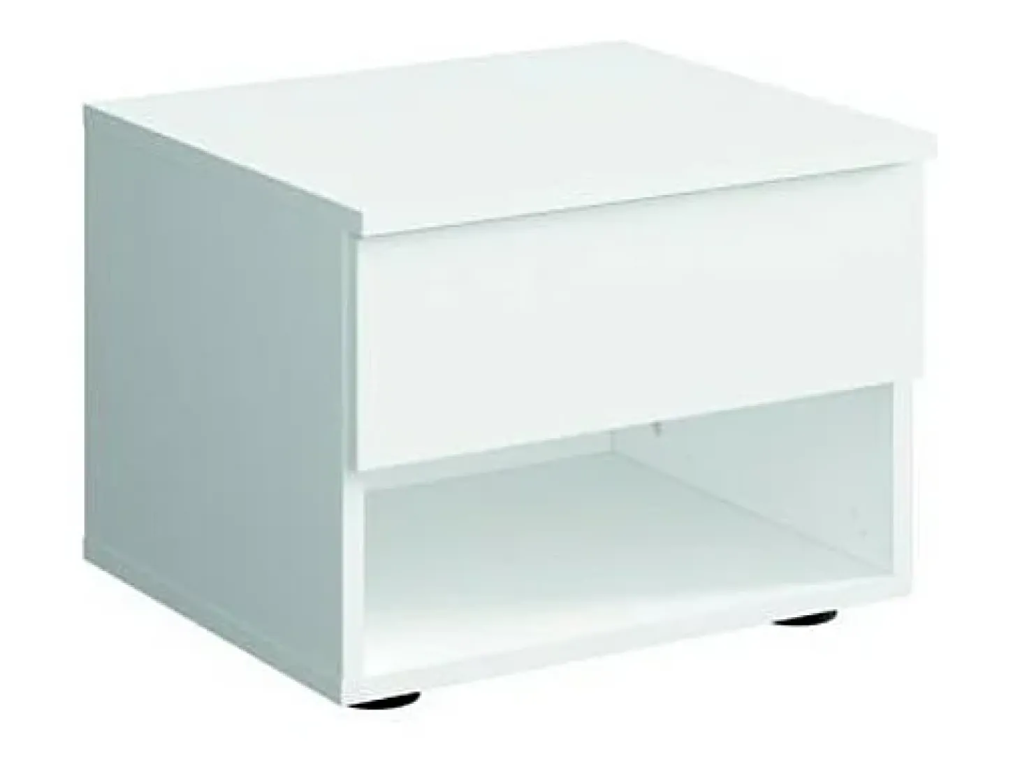 Ensemble chambre NOFI - Lit 160x200 cm avec sommier, 2 tiroirs, chevets, armoire et commode - blanc