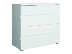 Ensemble chambre NOFI - Lit 160x200 cm avec sommier, 2 tiroirs, chevets, armoire et commode - blanc