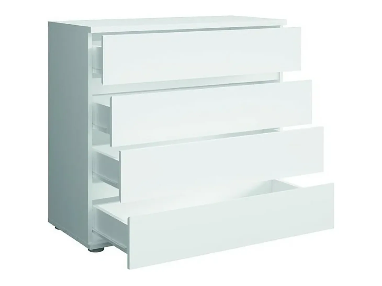 Ensemble chambre NOFI - Lit 160x200 cm avec sommier, 2 tiroirs, chevets, armoire et commode - blanc