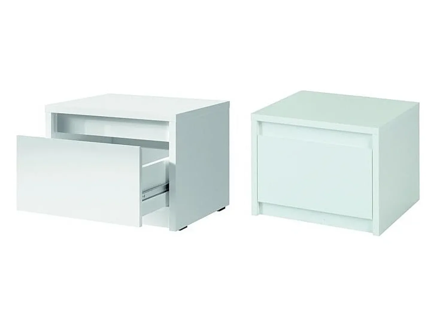 Ensemble chambre VERONA : Lit 160 cm, commode 3 tiroirs, tables de chevet, armoire 4 portes, blanc brillant