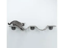 Escada escalada gatos de parede 150x30 cm cinzento-acastanhado