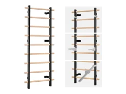 Escalador de Parede SucceBuy em Madeira Maciça e Aço de Carbono 197x80 cm, Escada Sueca a 9 Níveis, Capacidade de Carga até 150 kg, Ideal para Escalada