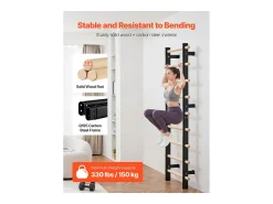 Escalador de Parede SucceBuy em Madeira Maciça e Aço de Carbono 197x80 cm, Escada Sueca a 9 Níveis, Capacidade de Carga até 150 kg, Ideal para Escalada