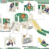 Escorrega para crianças, parque infantil interior e exterior - com cesto de basquetebol, escorrega, escalada - verde