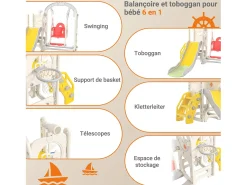 Escorregador + Balanço + Estrutura de Bola + Telescópio Navio Pirata Branco