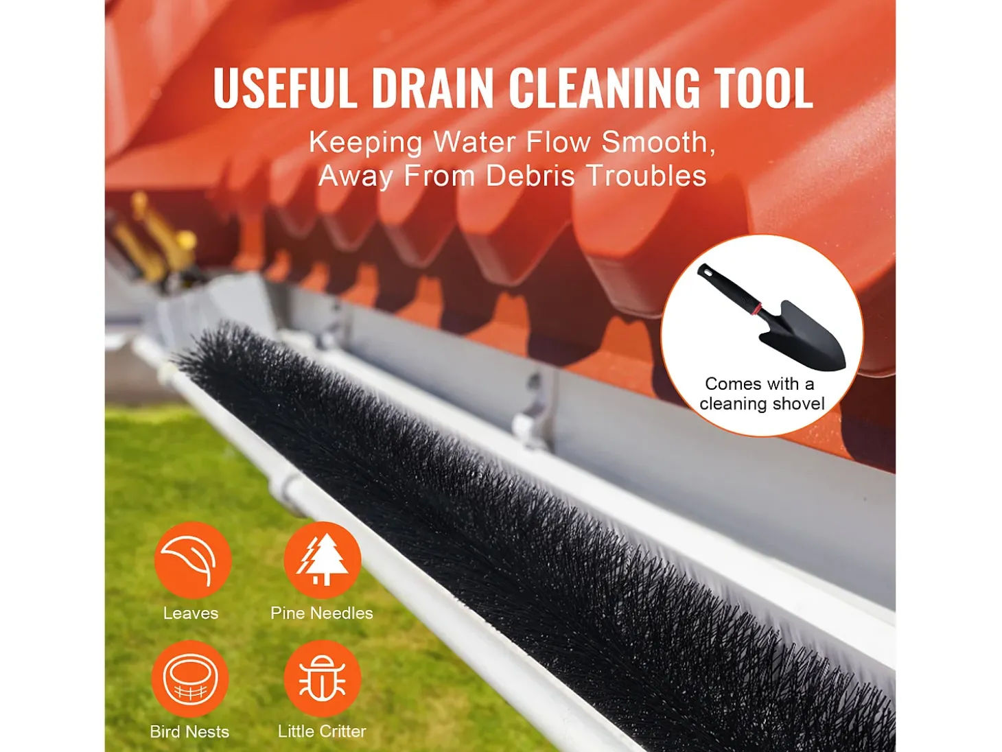 Escova de Proteção para Calha SucceBuy 24 m Anti-Folhas 12,7 cm Modelo 0809-27 Material PP Fio de Aço Galvanizado
