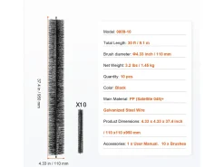 Escova de Proteção para Calha SucceBuy 9,1 m Anti-Folhas 12,7 cm, 10 peças, Material PP + Aço Galvanizado, Peso 1,45 kg