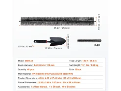 Escova de Proteção para Calha SucceBuy 3,7 m Anti-Folhas para Calha de 12,7 cm, 40 Peças, PP + Galvanizado, Preto, 120 ft, 13,1 lb