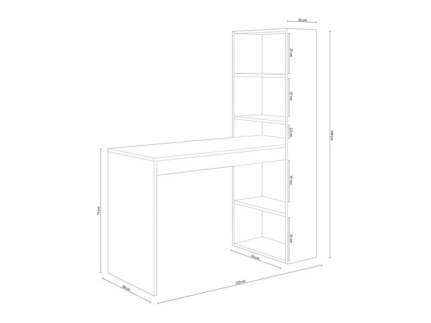 Escritorio Com Estante Indra - Branco / Antracite