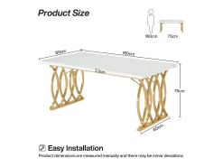 Escritório de computador, Mesa de escritório para computador de 160 cm Mesa de estudo moderna Mesa de trabalho Mesa de jantar com pernas douradas