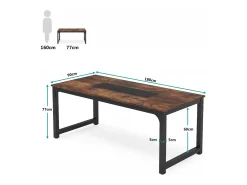 Escritório de Informática, Escritório para Notebook, Mesa de Estudo, Escritório de Estudo para Trabalho Remoto, 180 x 90 x 77 cm, Castanho Rústico