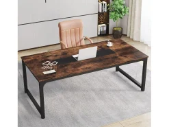 Escritório de Informática, Escritório para Notebook, Mesa de Estudo, Escritório de Estudo para Trabalho Remoto, 180 x 90 x 77 cm, Castanho Rústico