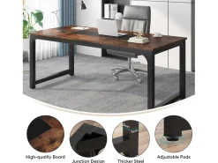 Escritório de Informática, Escritório para Notebook, Mesa de Estudo, Escritório de Estudo para Trabalho Remoto, 180 x 90 x 77 cm, Castanho Rústico