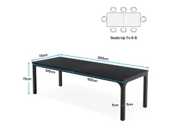 Escritório de Informática, Escritório para Notebook, Mesa de Estudo, Mesa para Notebook, Escritório Duplo Longo 200 x 70 x 75 cm, Preto
