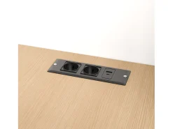 Escritório dobrável 104.5x30.5x160 cm - com estante - tomadas e portas USB - Prateleiras ajustáveis - Com rodas - Branco+natural