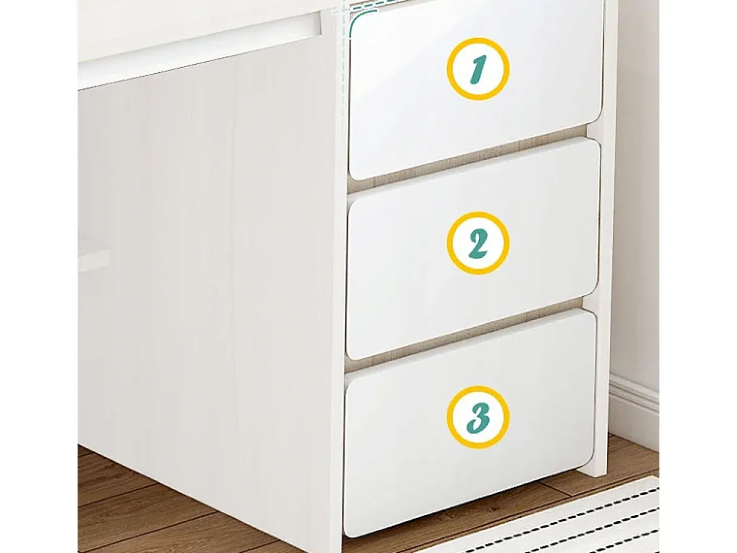 Escritório informático branco escandinavo 100 cm com grandes prateleiras integradas, design moderno e ergonômico