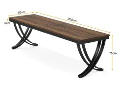 Escritório Informático, Mesa para Notebook, Mesa Dupla Longa para Sala de Escritório em Casa, 200 x 70 x 75 cm, Castanho Rústico