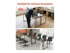 Escritório para Computador SucceBuy 160 x 60 x 75 cm, Mesa de Escritório para Computador em Madeira com Estrutura de Metal, Mesa de Estudo Simples e Moderna