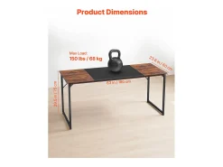 Escritório para Computador SucceBuy 160 x 60 x 75 cm, Mesa de Escritório para Computador em Madeira com Estrutura de Metal, Mesa de Estudo Simples e Moderna