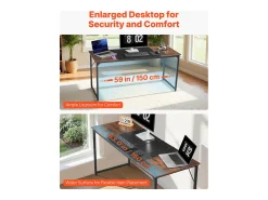 Escritório para Computador SucceBuy 160 x 60 x 75 cm, Mesa de Escritório para Computador em Madeira com Estrutura de Metal, Mesa de Estudo Simples e Moderna
