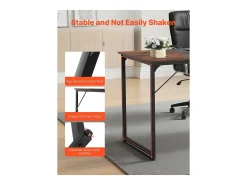 Escritório para Computador SucceBuy 160 x 60 x 75 cm, Mesa de Escritório para Computador em Madeira com Estrutura de Metal, Mesa de Estudo Simples e Moderna
