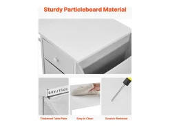 Escritório para Computador SucceBuy, 120 x 50 x 76 cm, Mesa de Escritório para Computador Reversível com 4 Grandes Gavetas de Tecido e 2 Ganchos Laterais, Branco