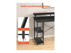 Escritório para Computador SucceBuy 120x50x86,5 cm com Iluminação LED Inteligente e Tomadas, Mesa de Escritório para Computador com Suporte para Monitor, Preto