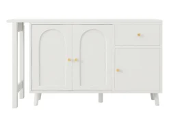 Escrivaninha 2 em 1 120×40×74,5 cm - Giratório 360° - 3 portas e 1 gaveta - Certificado FSC - branco