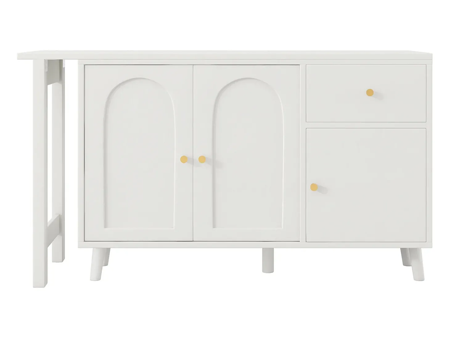 Escrivaninha 2 em 1 120×40×74,5 cm - Giratório 360° - 3 portas e 1 gaveta - Certificado FSC - branco
