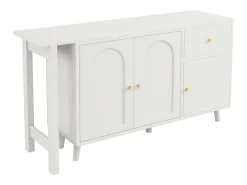 Escrivaninha 2 em 1 120×40×74,5 cm - Giratório 360° - 3 portas e 1 gaveta - Certificado FSC - branco