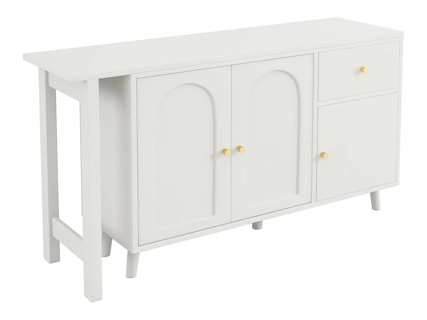 Escrivaninha 2 em 1 120×40×74,5 cm - Giratório 360° - 3 portas e 1 gaveta - Certificado FSC - branco