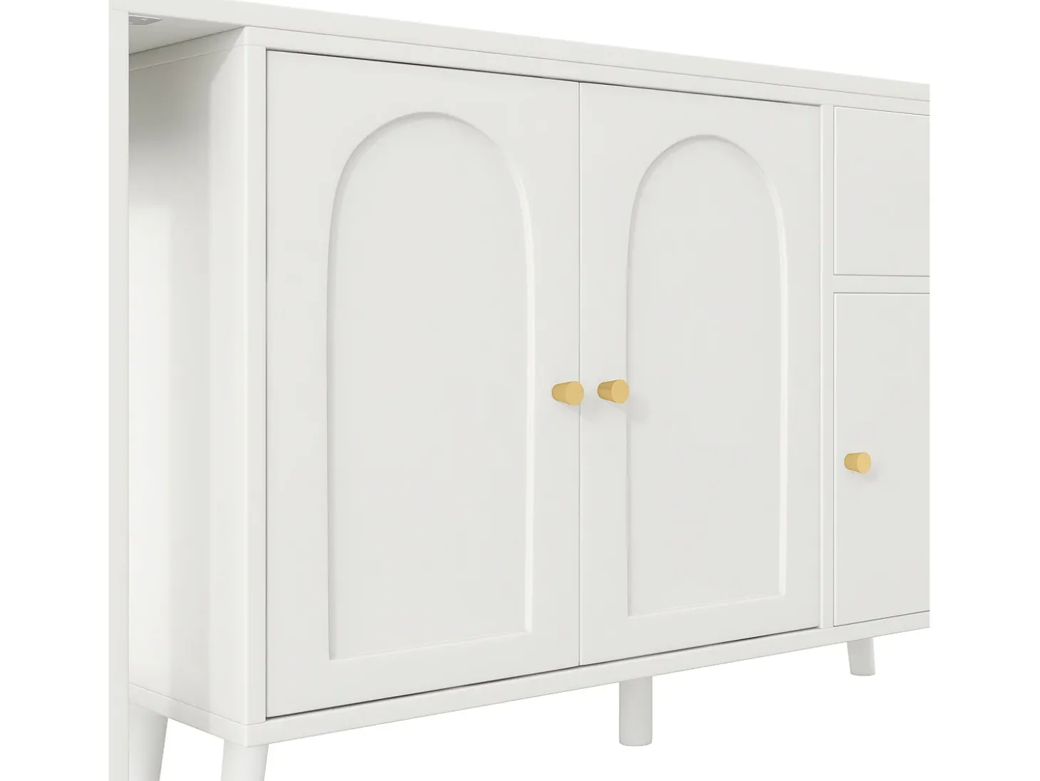 Escrivaninha 2 em 1 120×40×74,5 cm - Giratório 360° - 3 portas e 1 gaveta - Certificado FSC - branco