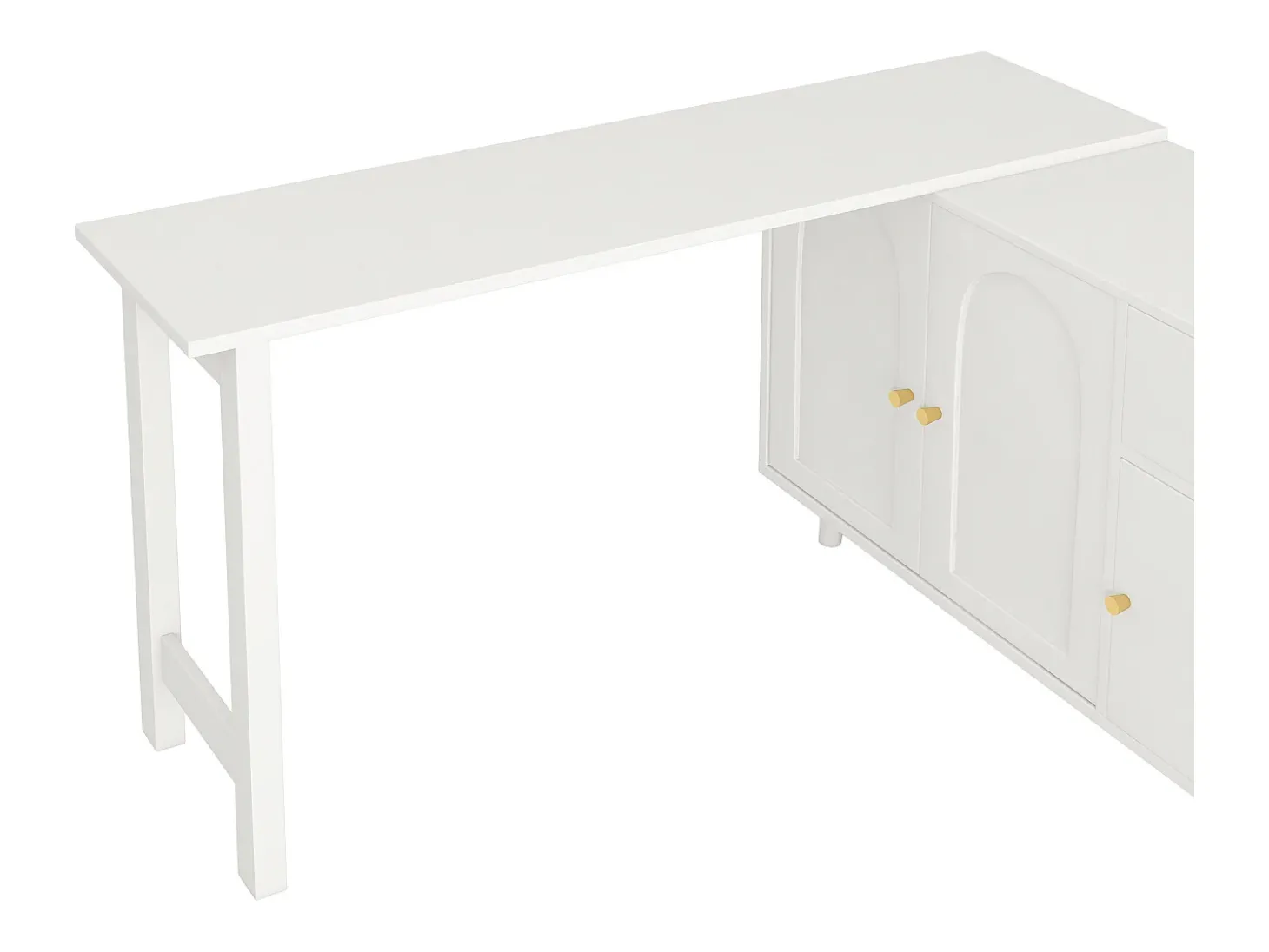Escrivaninha 2 em 1 120×40×74,5 cm - Giratório 360° - 3 portas e 1 gaveta - Certificado FSC - branco