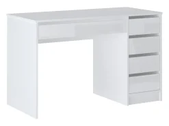 Escrivaninha com 5 gavetas em branco brilhante - JENEMI