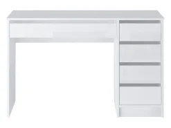 Escrivaninha com 5 gavetas em branco brilhante - JENEMI