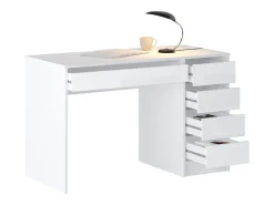 Escrivaninha com 5 gavetas em branco brilhante - JENEMI