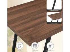 Escrivaninha com 3 gavetas de armazenamento - tampo de madeira - MDF e Metal - Marrom + Preto - 138,5x58x75cm