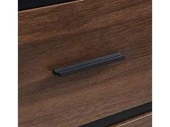 Escrivaninha com 3 gavetas de armazenamento - tampo de madeira - MDF e Metal - Marrom + Preto - 138,5x58x75cm