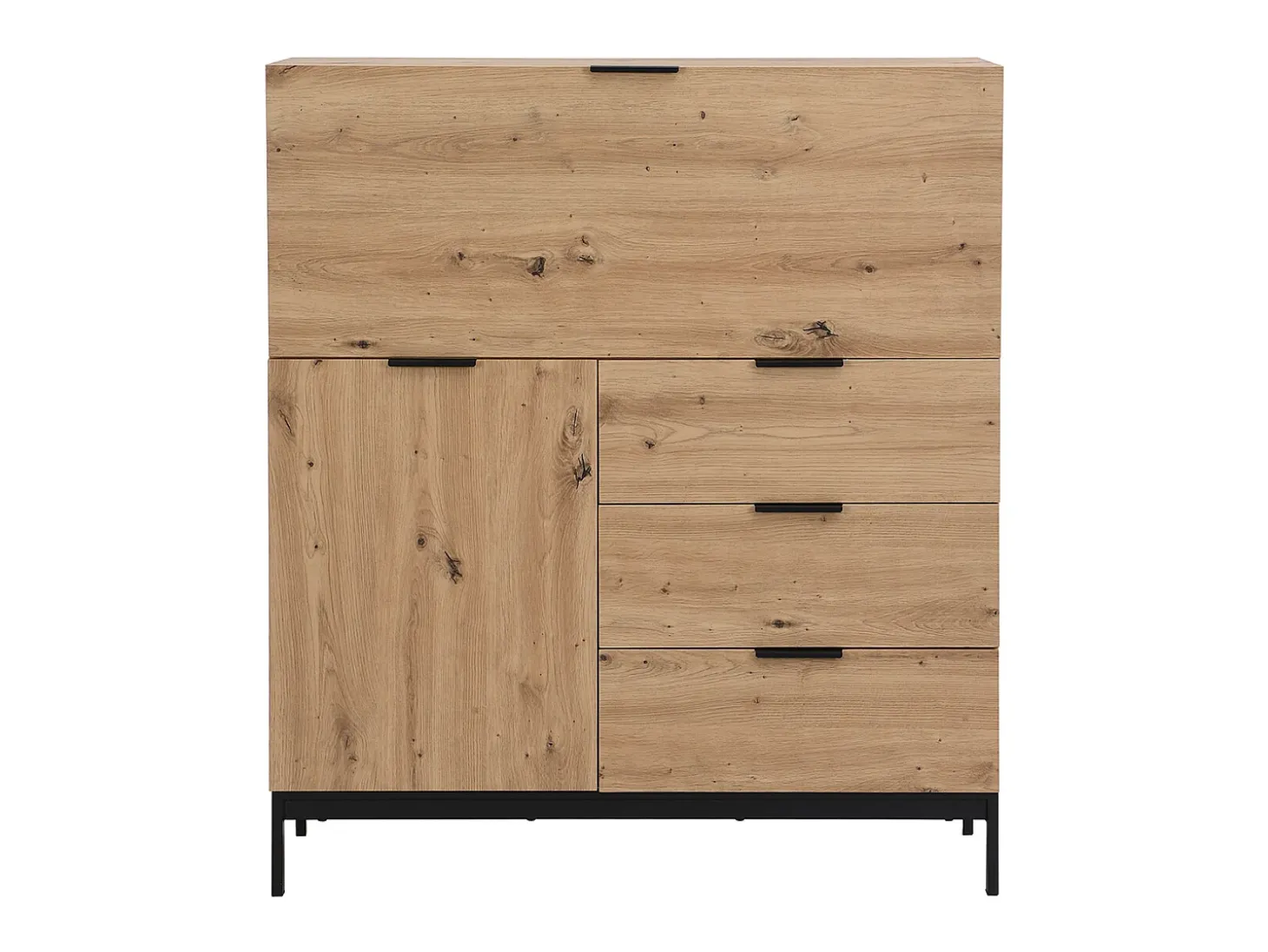 Escrivaninha com 2 portas e 3 gavetas em MDF e metal, cor natural - ERWIN