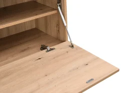 Escrivaninha com 2 portas e 3 gavetas em MDF e metal, cor natural - ERWIN