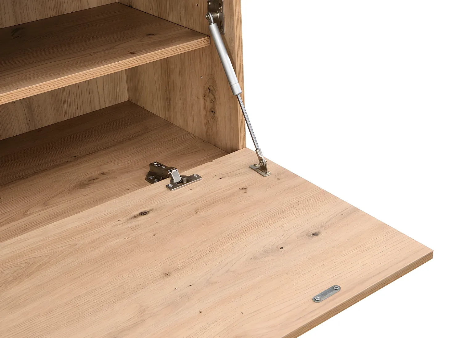 Escrivaninha com 2 portas e 3 gavetas em MDF e metal, cor natural - ERWIN