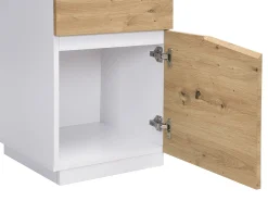Escrivaninha com compartimentos 1 gaveta e 1 porta MDF natural e aço branco GOTAMA