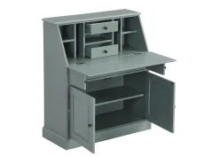 Escrivaninha com espaço para armazenamento - Estilo rústico - Pinheiro e MDF - Verde amêndoa - CLEORE